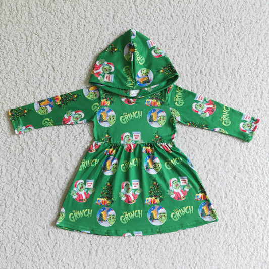 RTS NO MOQ 6 B10-24 Christmas  green gifts long sleeve dress