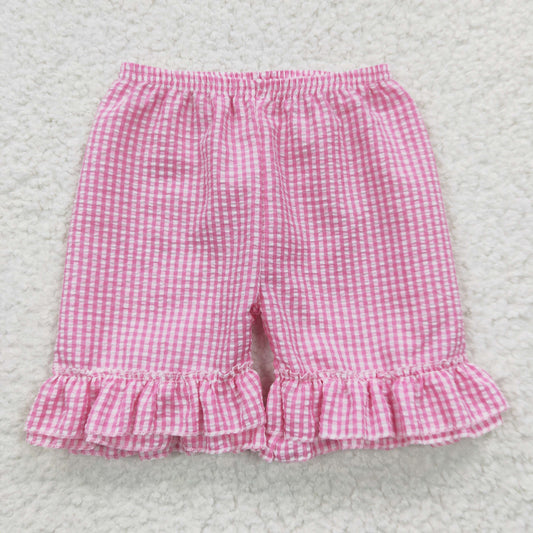 SS0063 Rose Red Plaid Shorts