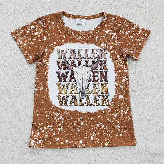 GT0115 Girls WALLEN Bullhead Brown Short Sleeve Top