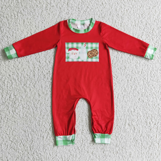 LR0189 baby Christmas romper long sleeve long pants baby boys romper  milk silk santa claus print