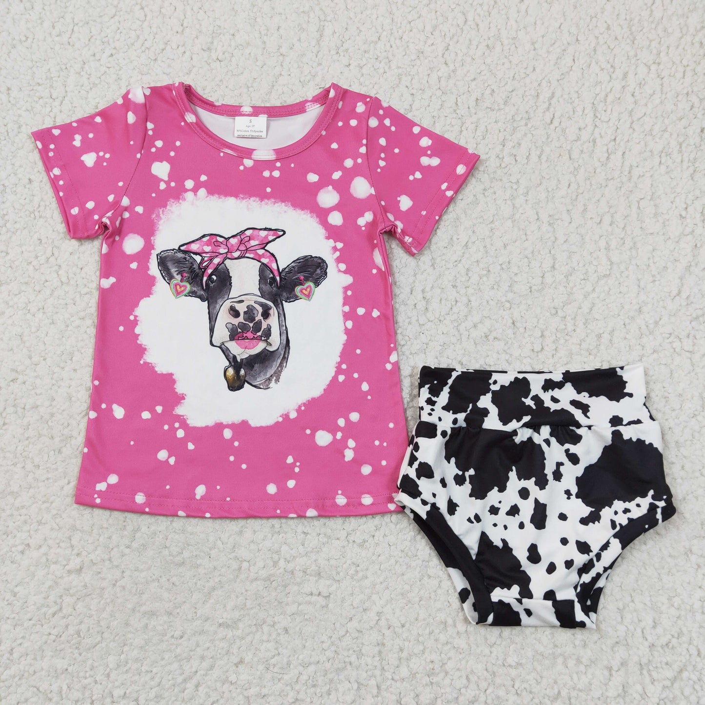 RTS NO MOQ（In Stock) GBO0065 Cow Rose Short Sleeve Brief Set