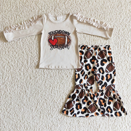 GLP0287 girls outfit long sleeve and long pants football print