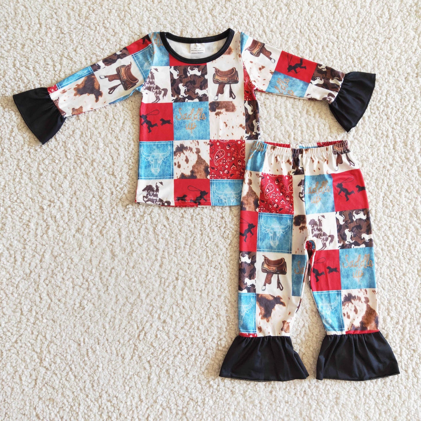 GLP0339 girls outfits cartoon print pajamas long sleeve long pants