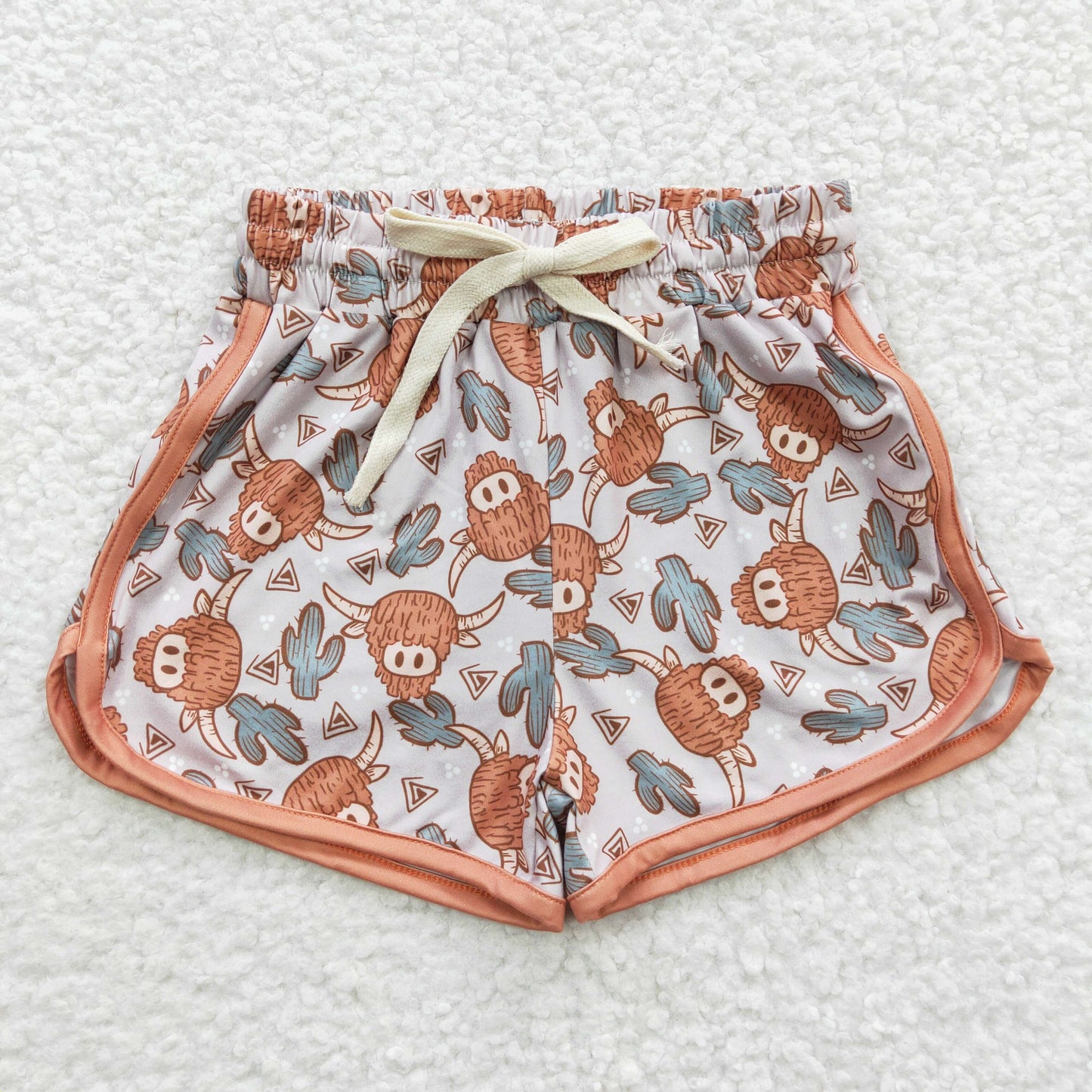 SS0089 Alpine Cow Cactus Milk Silk Shorts