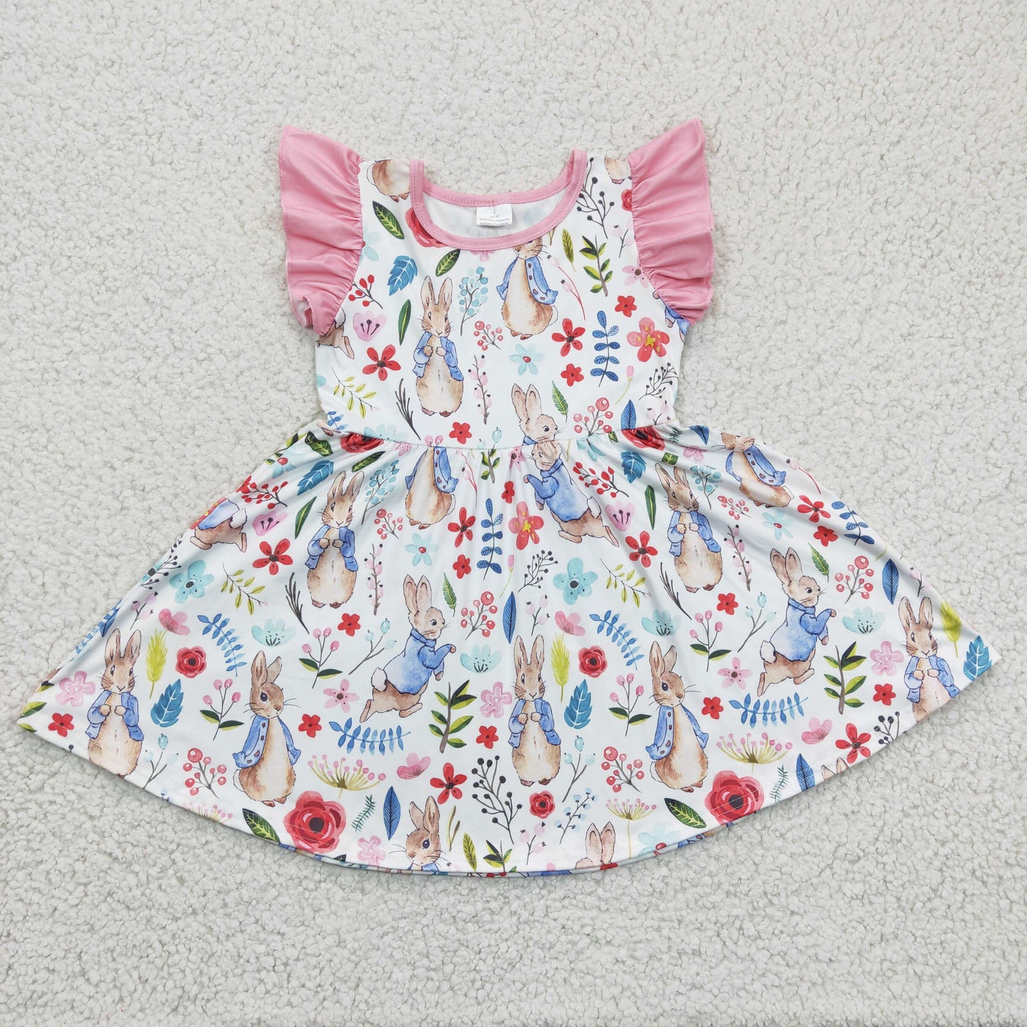 GSD0229 Girls Peter Rabbit Floral Fly Sleeve Dress