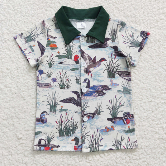 BT0159 Boys Rice Duck Button Short Sleeve Top