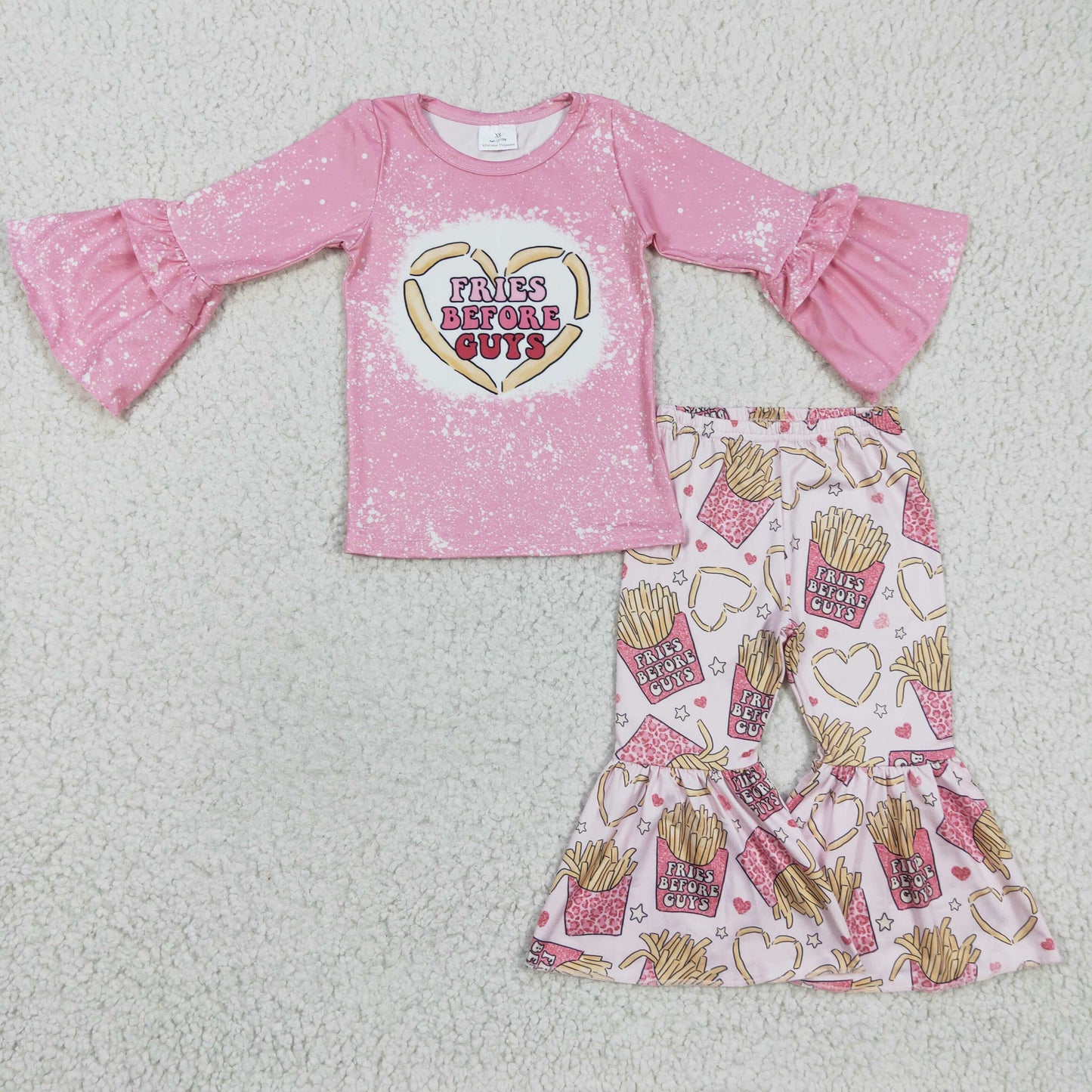 GLP0354 Girls Outfit Fries Print Trousers Valentine's Day Boutique Set