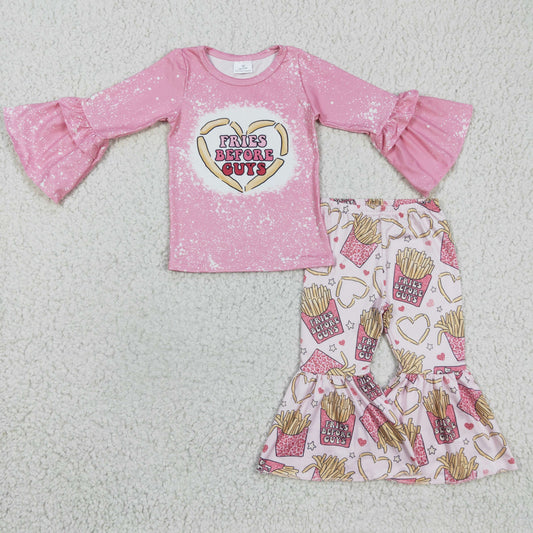 GLP0354 Girls Outfit Fries Print Trousers Valentine's Day Boutique Set