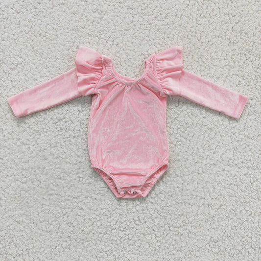 LR0213 gold velvet baby clothing pink long sleeve bodysuit milk silk baby romper