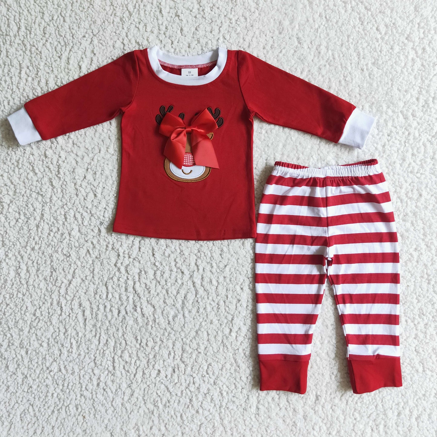 6B4-24 Girls outfit Christmas Long Sleeve Long Pants Pajamas