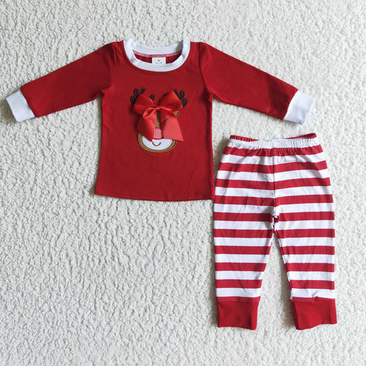 6B4-24 Girls outfit Christmas Long Sleeve Long Pants Pajamas