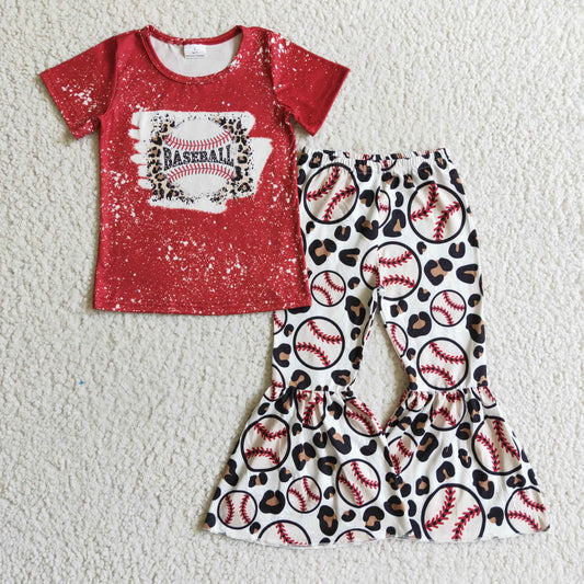 GSPO0217 Kids Clothing Girls Short Sleeve Top And Long Pants Cartoon Print