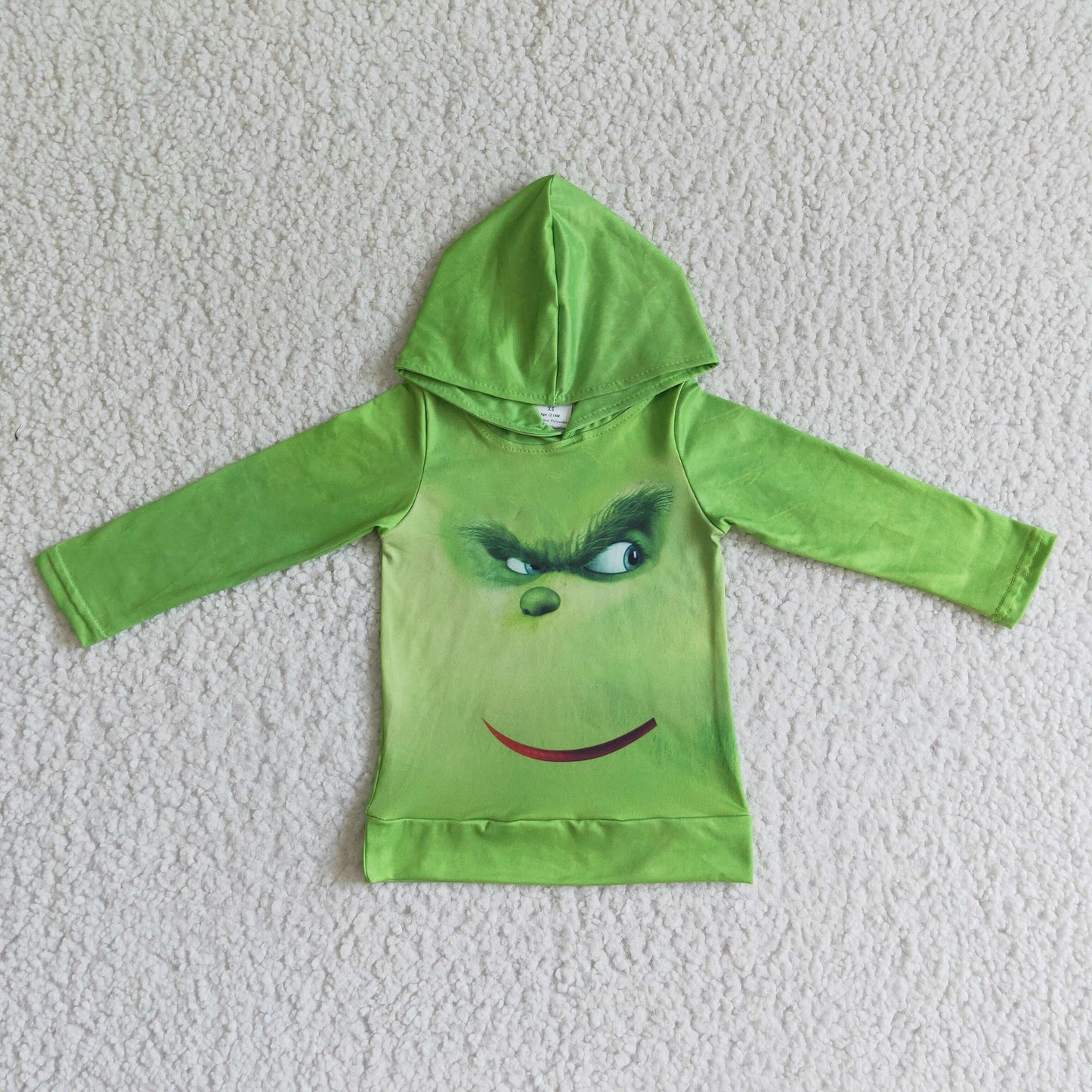 RTS NO MOQ（In Stock) BT0051 Boys Green Long Sleeve Top Cartoon Print Milk Silk  Long Sleeve Top With A Hat
