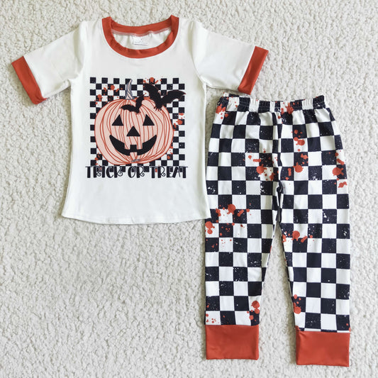 BSPO0028 boy halloween short sleeve trousers outfit pumpkin outfit