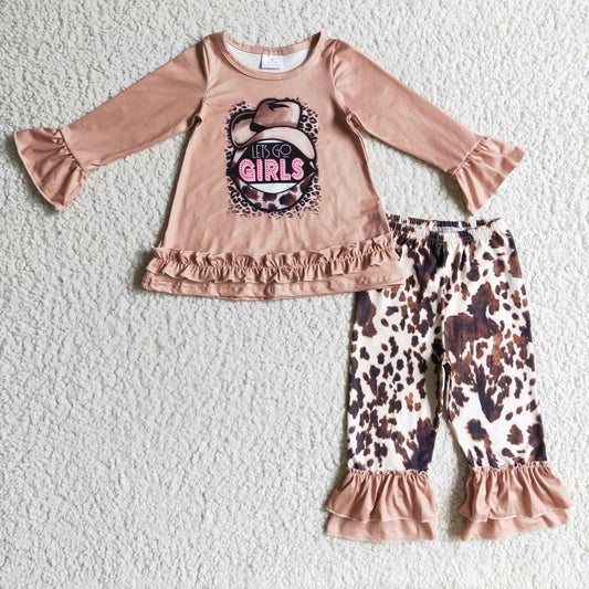 GLP0345 Girls Outfit Cartoon Print Trousers Boutique Set