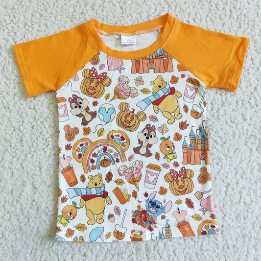 BT0044  Boys Halloween Short Sleeve Top Cartoon Print