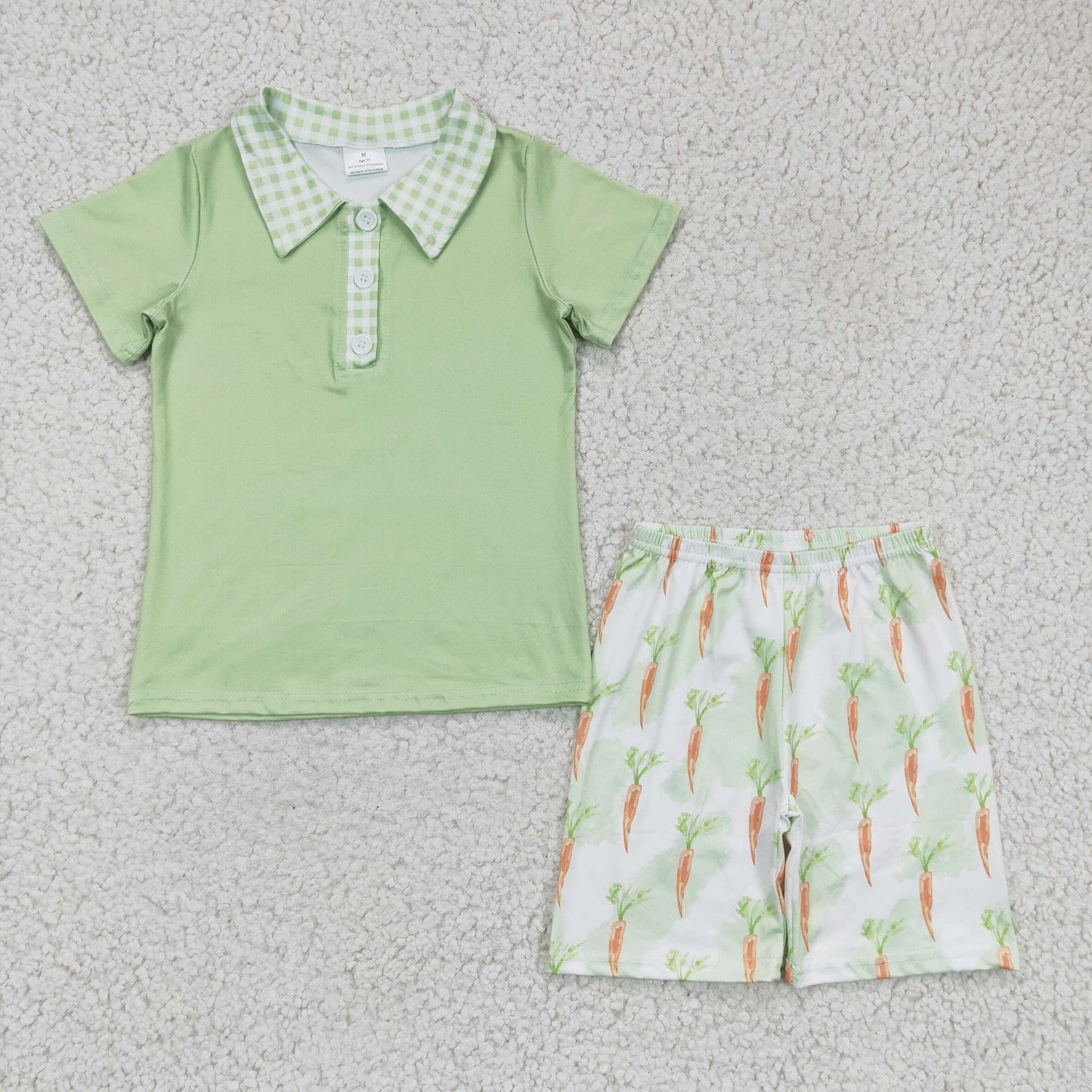 BSSO0095 Baby boys carrot print short sleeve short pants milk silk kids summer outfit