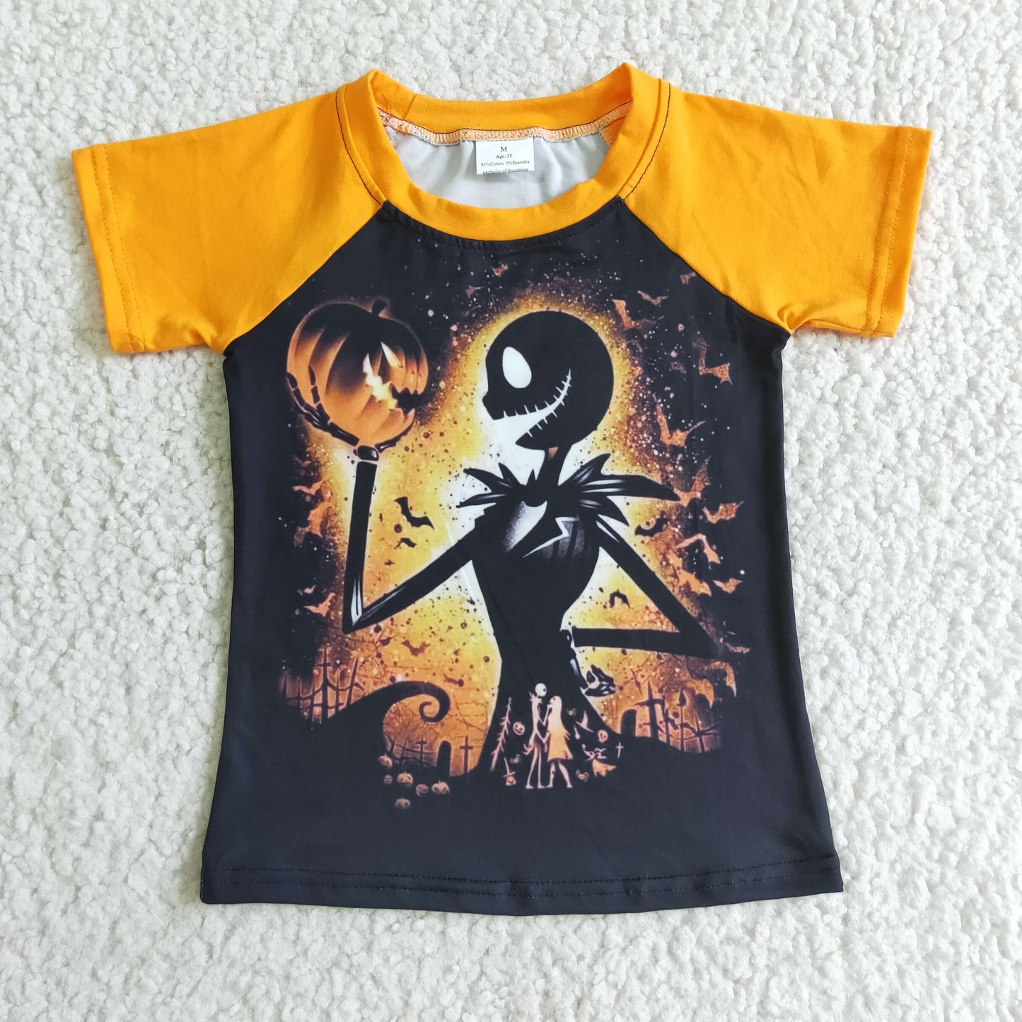 BT0042  Pumpkin Short Sleeve Top Pumpkin Print