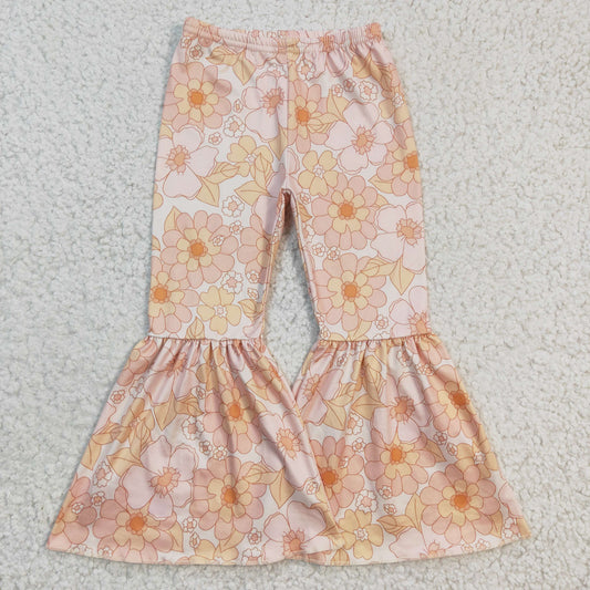Orange Floral Milk Silk Trousers