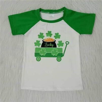 green four leaves short sleeve top