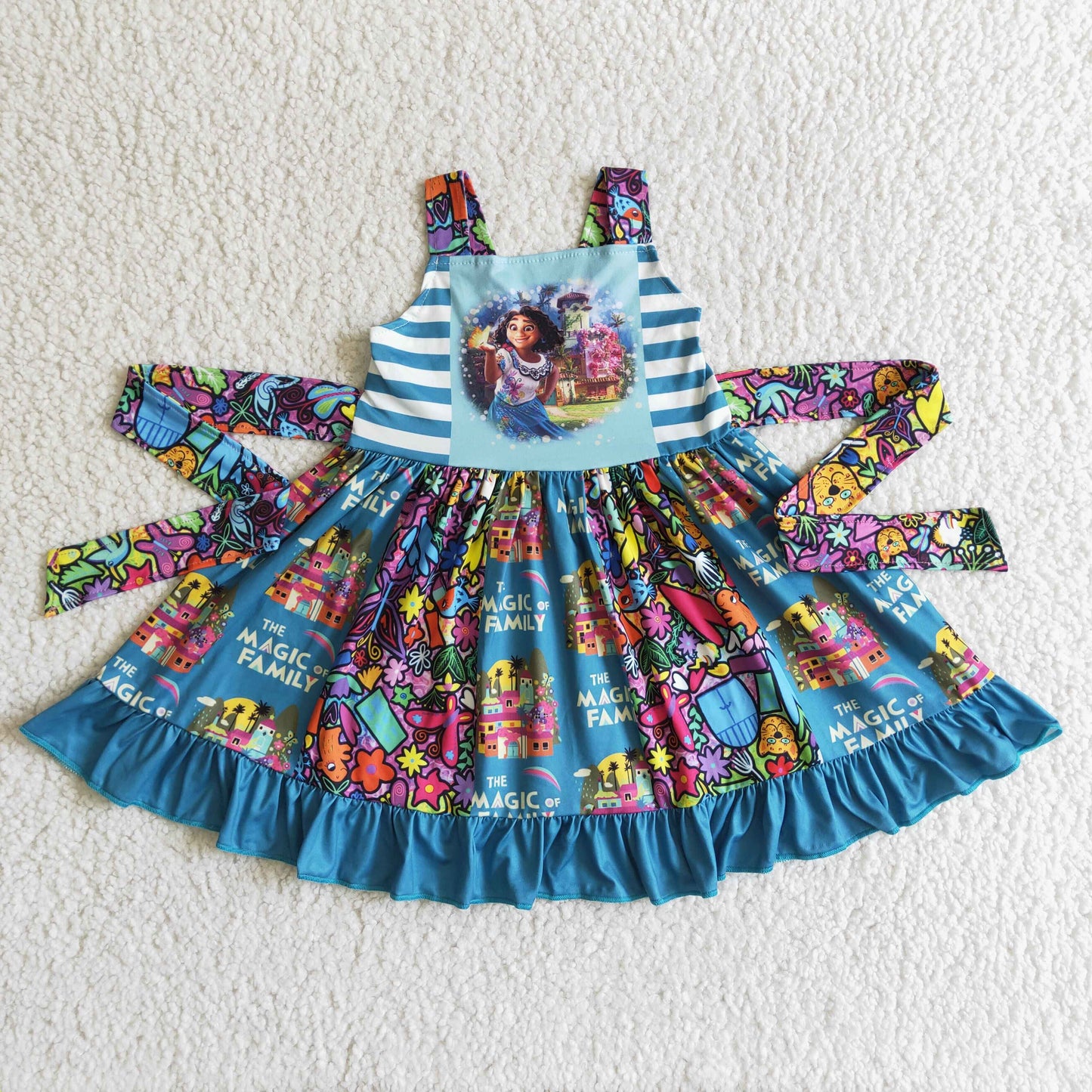 GSD0017 Magic family blue suspender lace-up dress