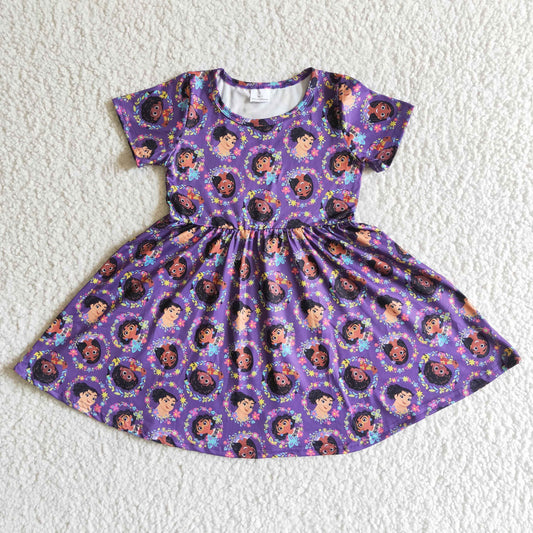 GSD0008 cartoon purple short-sleeved dress