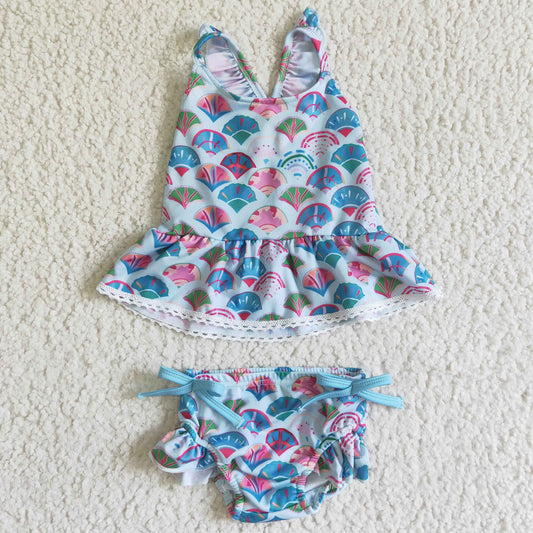 S0027 2 pcs sleeveless swimsuit girl's outfit