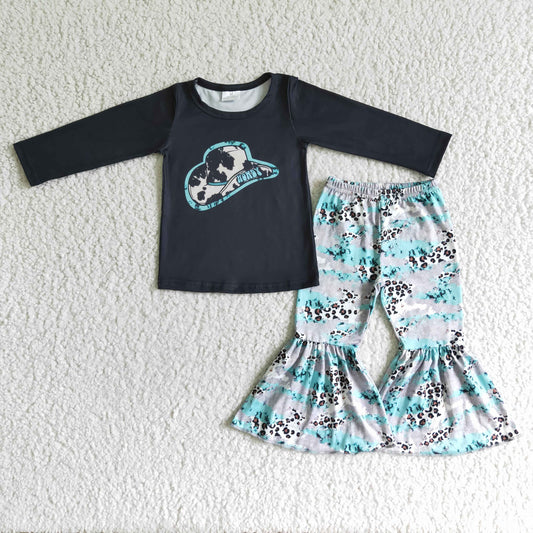RTS NO MOQ ETA 5/7days Arrived 6 C9-34 kids set long sleeve top with bell bottom pants outfits