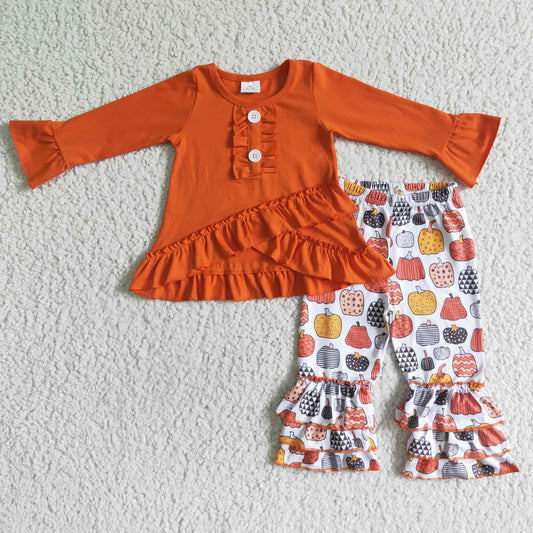 6 A13-28 orange top long sleeve with pants 2 pieces set