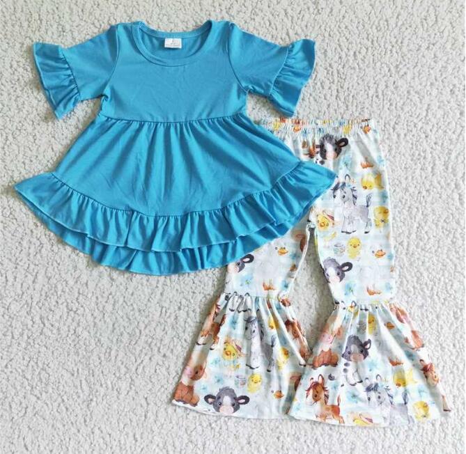 GSPO0112 girl's short sleeve long pants outfit