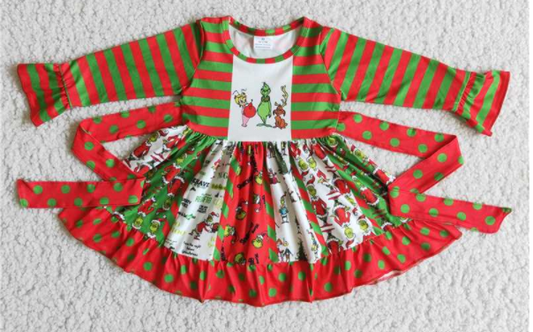 6 B3-5 Christmas long sleeve girls dress
