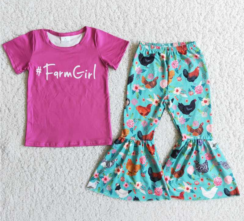 D8-12 children clothes short sleeveless long pants set