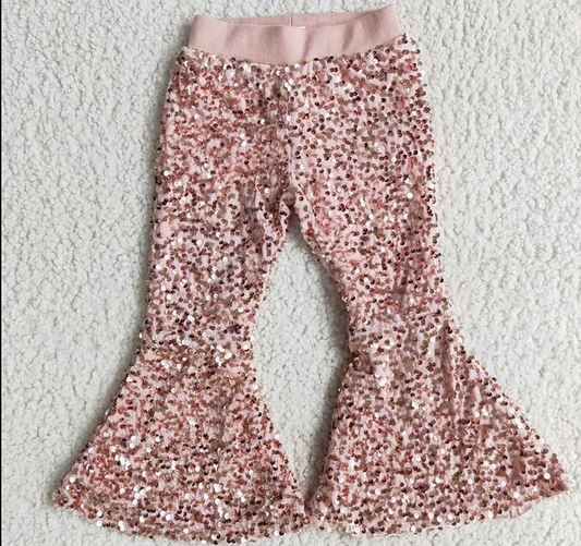 E2-28 pink sequin flare pants