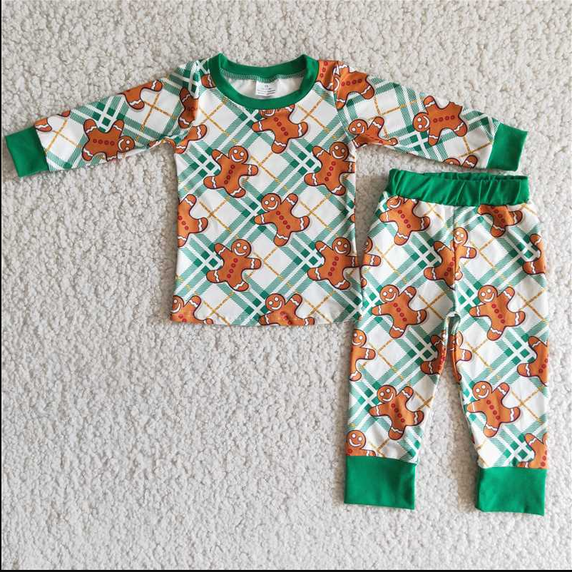 6 A3-26 boys clothing gingerbread Man print long sleeve long prints baby clothing milk silk