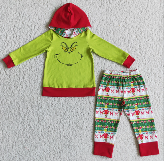 6 A15-18 Christmas Holiday Long Sleeve Pants Pajama Set Spring and fall with a hat