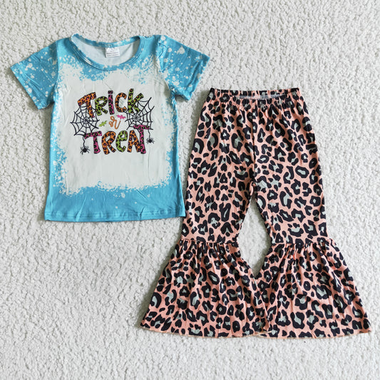 girls outfit short-sleeve top and long trousers set cartoon print milk silk