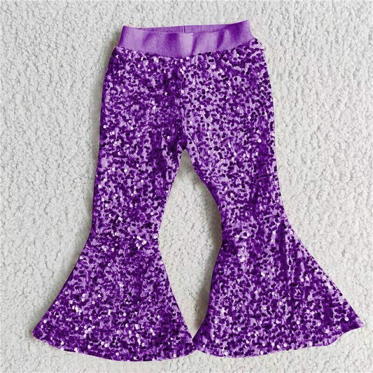 Purple sequin flare pants