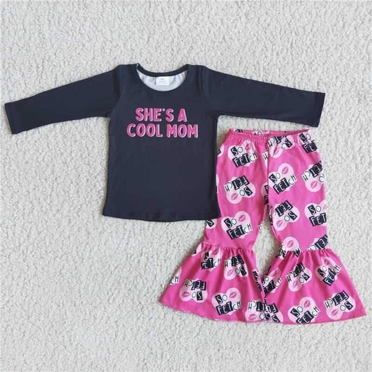girls outfit long sleeve and long pants letter print