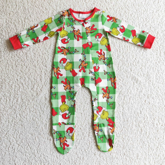 LR0194 baby Christmas romper long sleeve long pants baby girls romper milk silk cartoon print