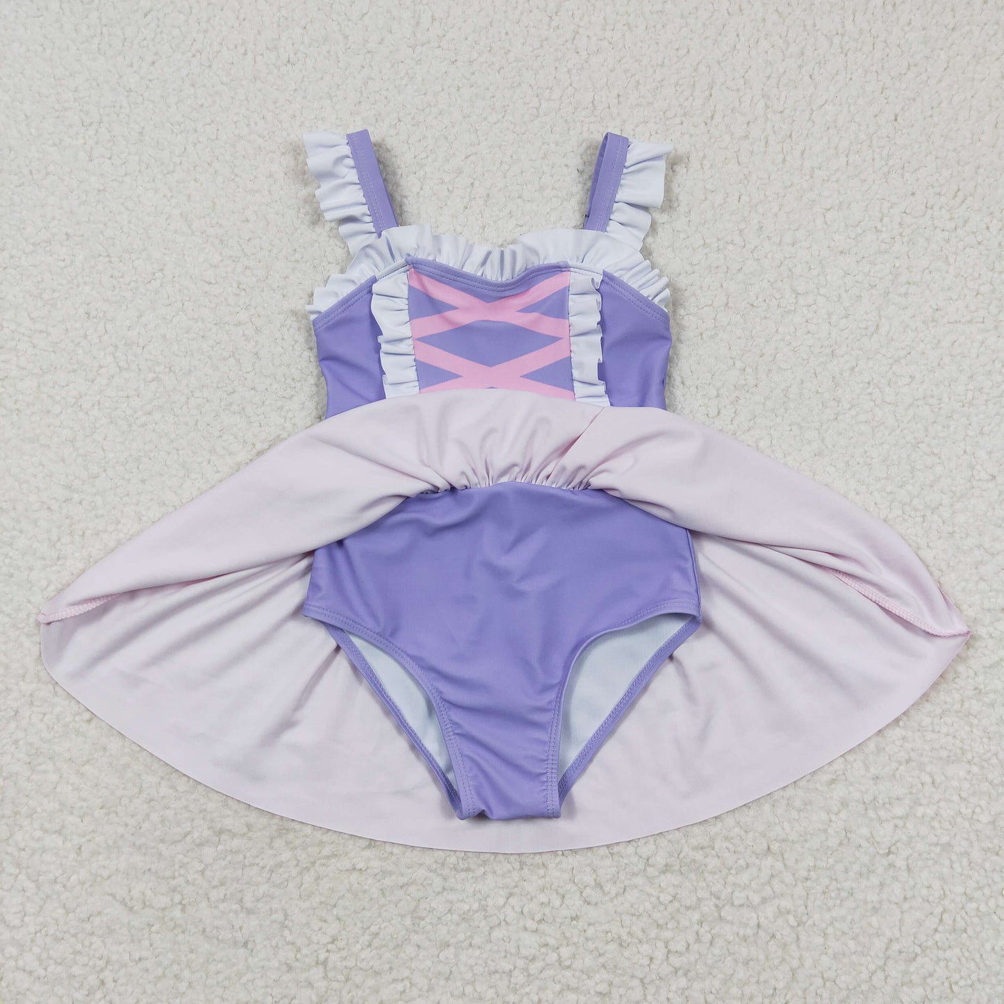 S0133 Purple Pink Tank Top One Piece Swimsuit