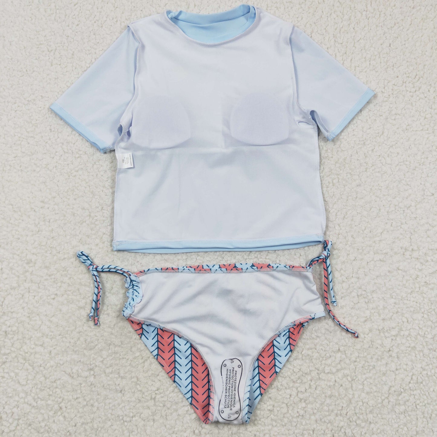 S0115 Rainbow Sun White Short Sleeve Swimsuit Set