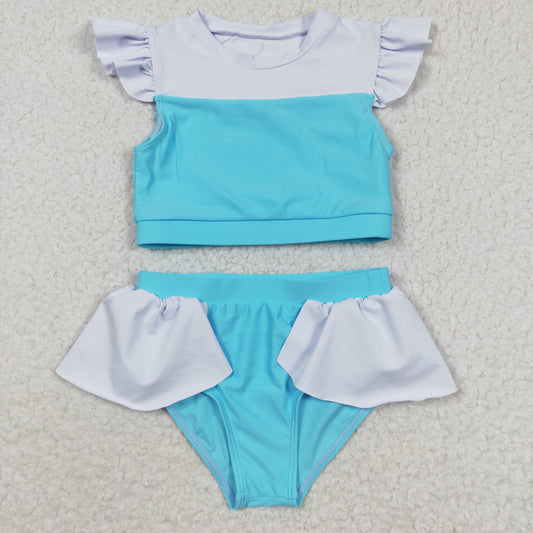 S0132 Blue Flying Sleeve Swimsuit Set