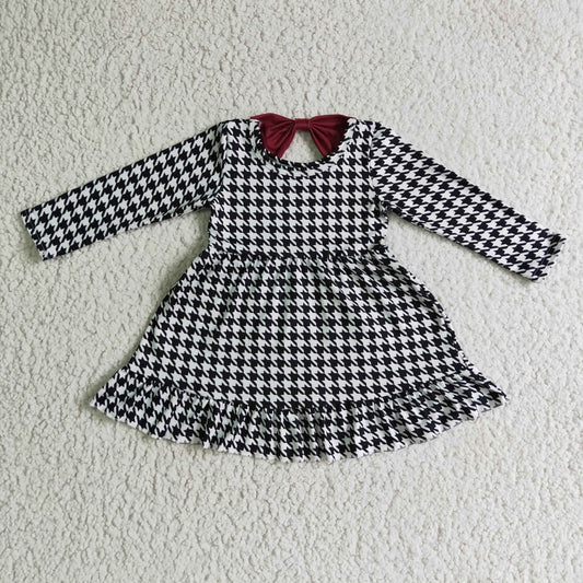 RTS NO MOQ GLD0109 baby clothing long sleeve Houndstooth print  girls milk silk