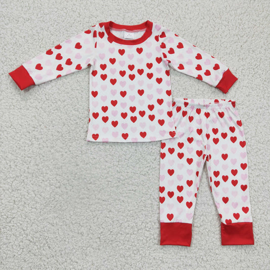 GLP0360 Girls Valentine's Day Heart Long Sleeve Pants Pajama Set