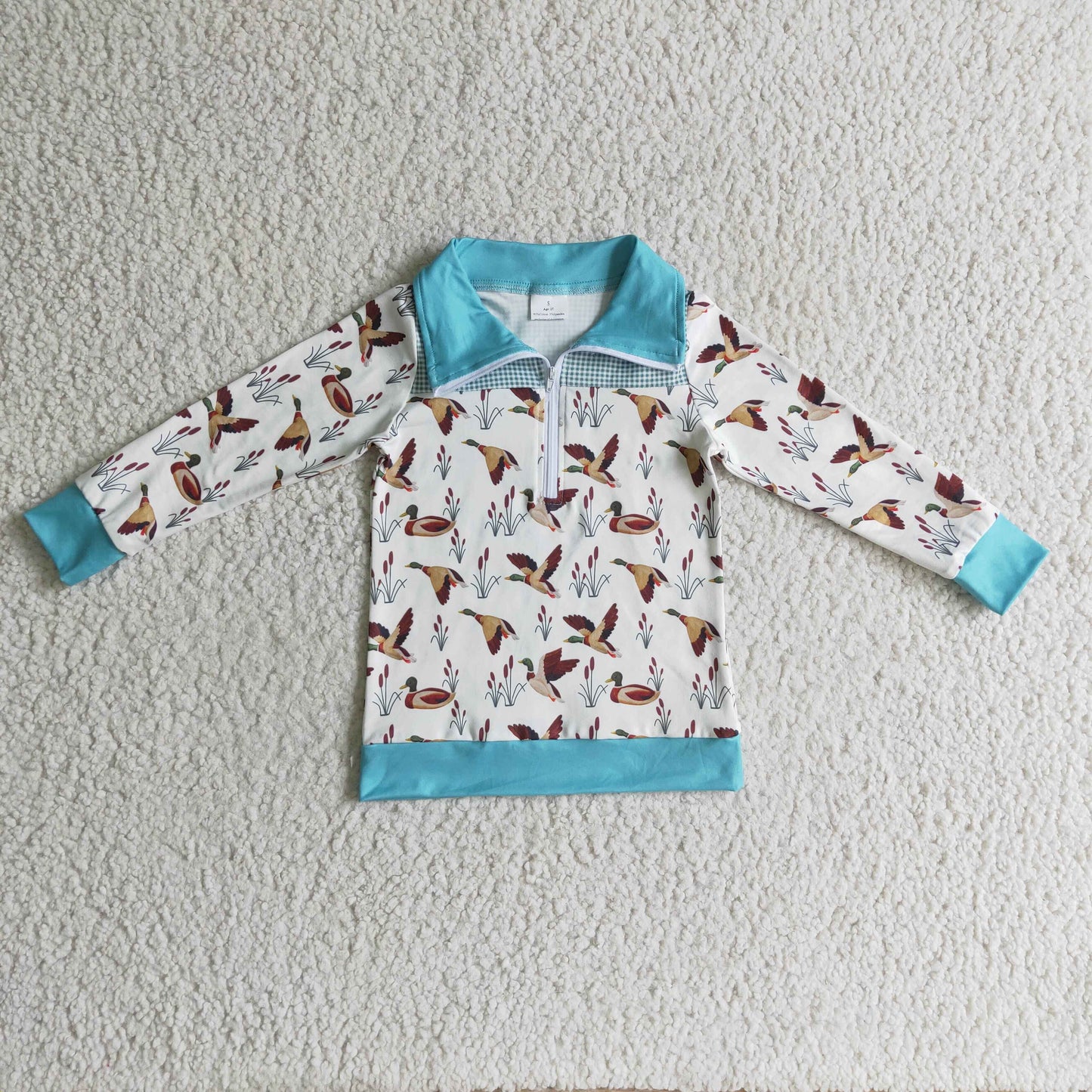 BT0095 boys polo shirt long sleeve top duck print milk silk
