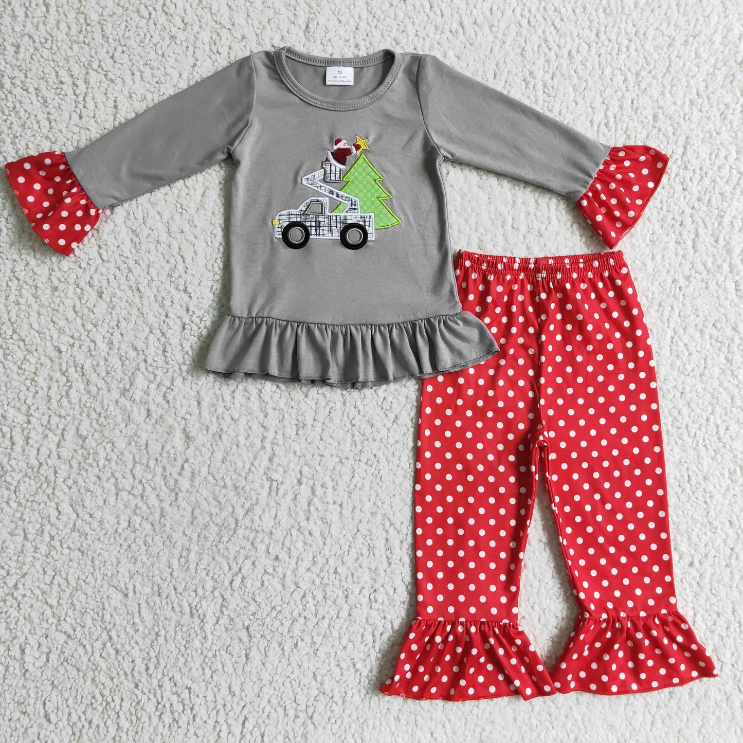 GLP0332 Girls Outfit Chritmas Tree Print Trousers Christmas Boutique Set