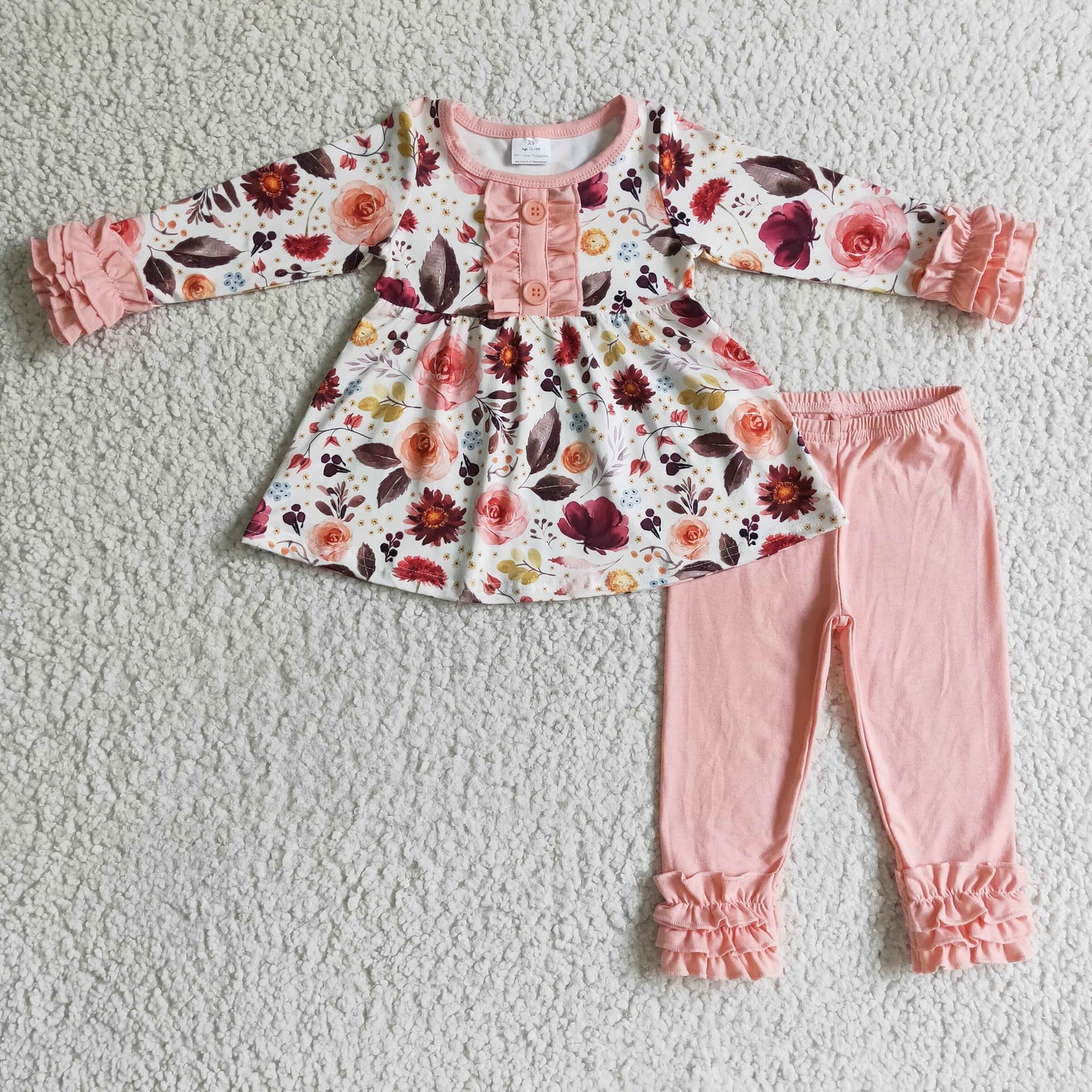 6 C7-20 Kids Clothing Girls Long Sleeve Top And Long Pants Flower Print