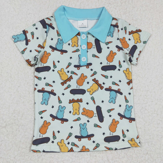 BT0170 Boys Easter Bunny Skateboard Carrot Short Sleeve Top