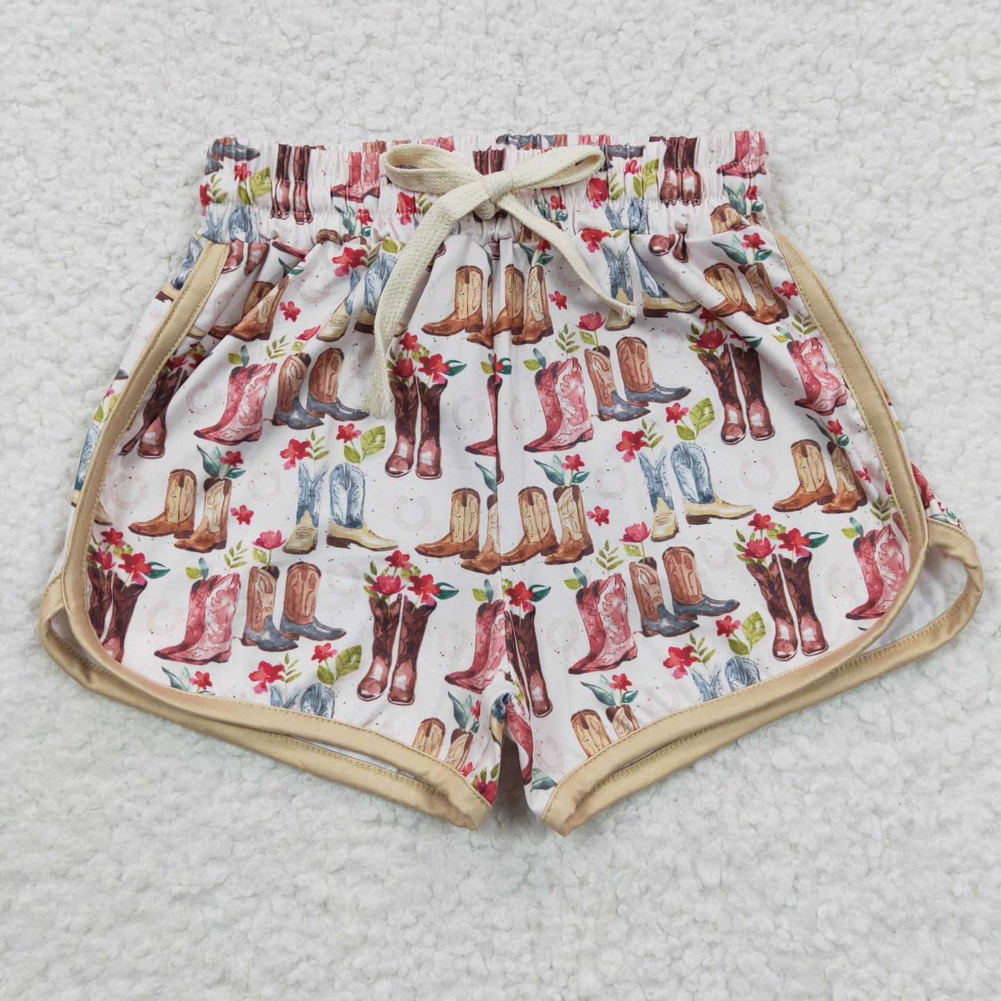 SS0085 Boots flower milk silk shorts