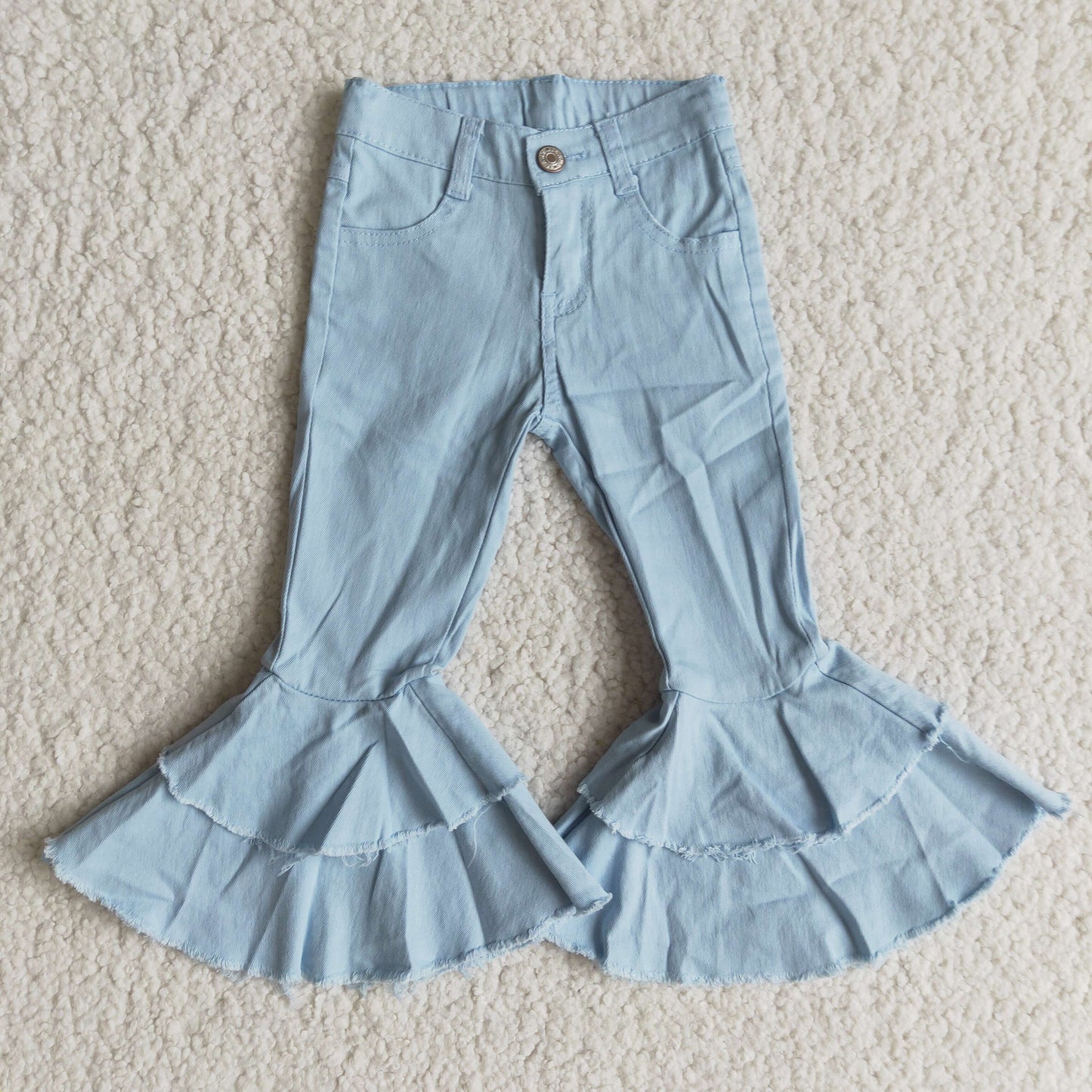 light blue denim bell pants